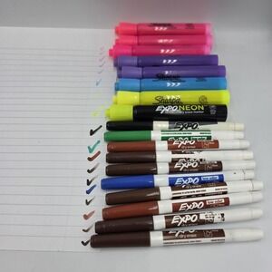18~ Mixed ~ 8 Large Sharpie Highlighters & 10  Expo Markers Variety Teacher Set